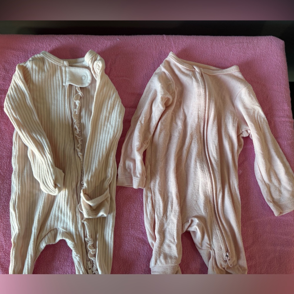 Set of Two Baby Onesies in Pink and Cream